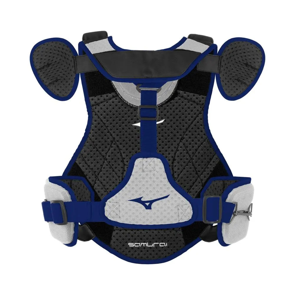Mizuno Samurai Youth Catchers Chest Protector - 14" - Grey / Navy 4 Mizuno Samurai Youth Catchers Chest Protector - 14" - Grey / Navy - Image 2