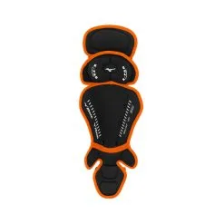 Mizuno Samurai Adult Catchers Leg Guards - 15.5" - Black / Orange -Baseball sale shop 380409 9020 2
