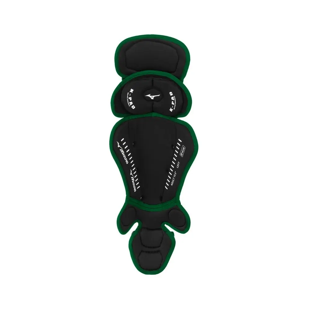 Mizuno Samurai Adult Catchers Leg Guards - 15.5" - Black / Green 4 Mizuno Samurai Adult Catchers Leg Guards - 15.5" - Black / Green - Image 2